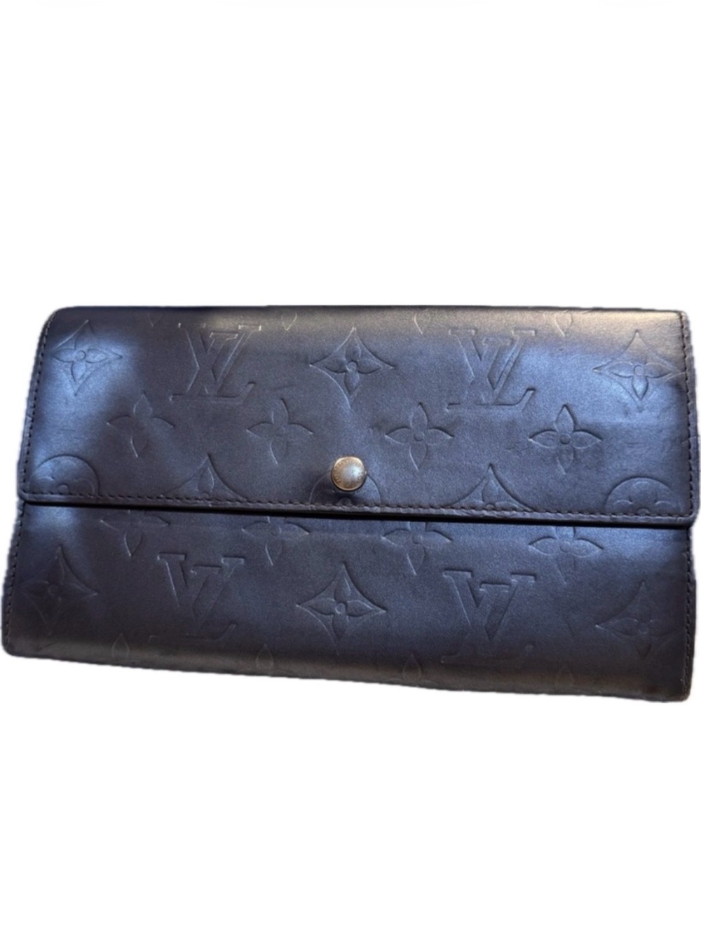 Louis Vuitton Monogram Mat Blue Leather Continental Wallet Vintage France - EUC